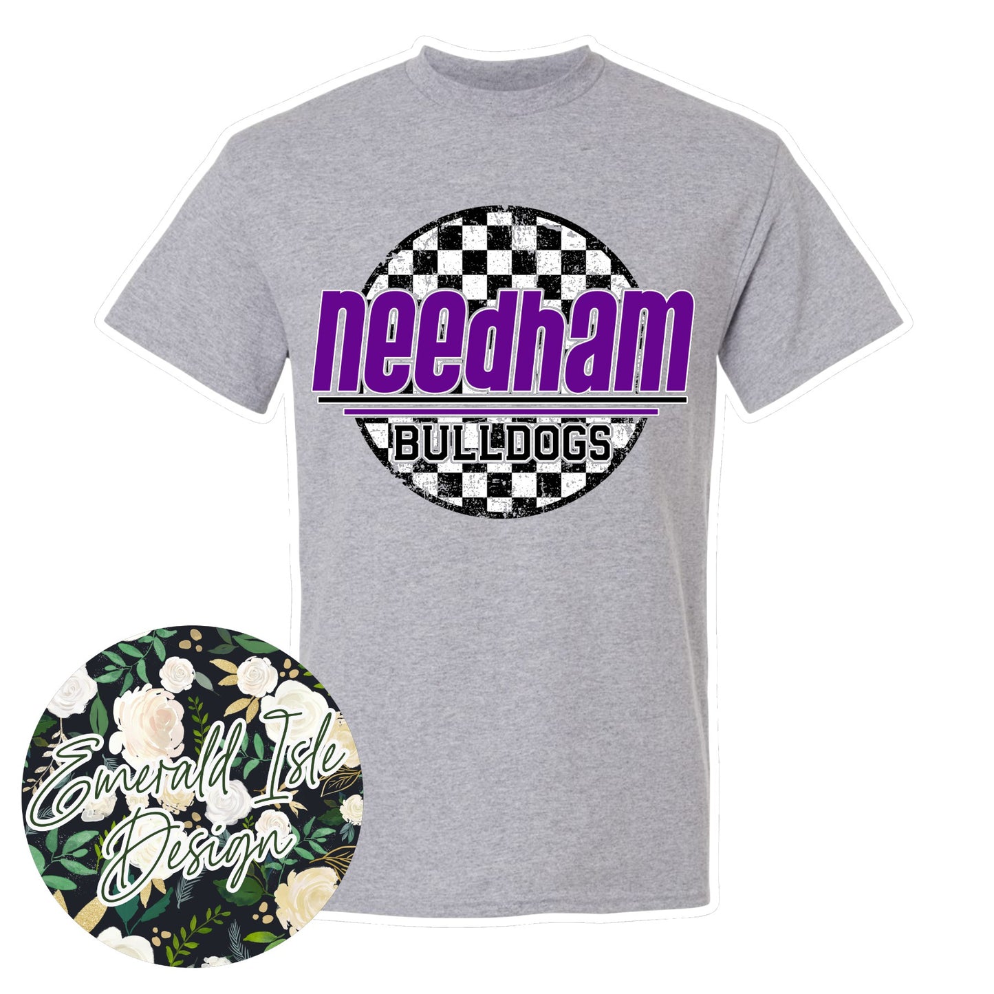Needham Bulldogs Checkered Circle Design