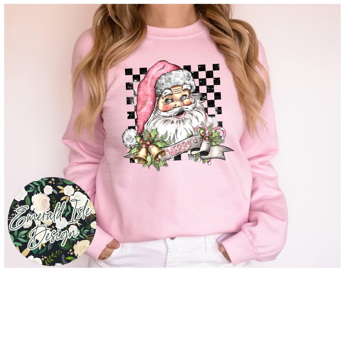 Retro Checkered Santa Design