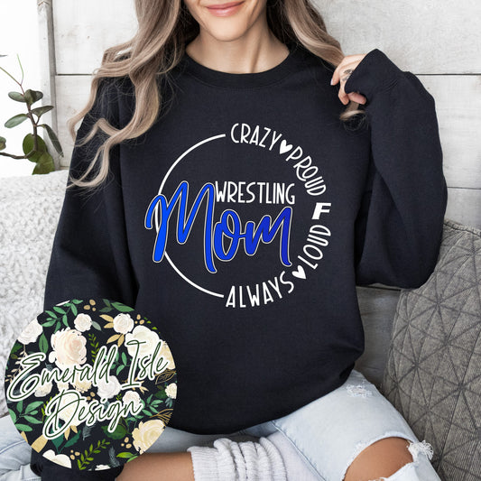 Crazy Proud Franklin Wrestling Metallic Puff "Mom" Design