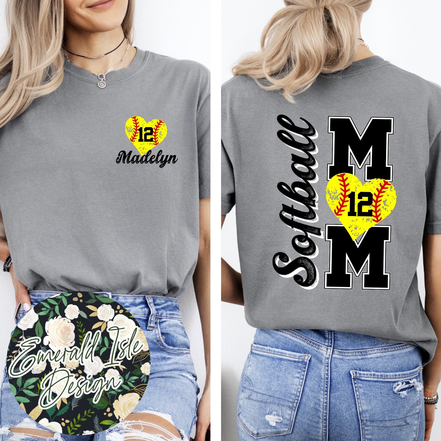 Custom Softball Mom with Name and Number Customization
