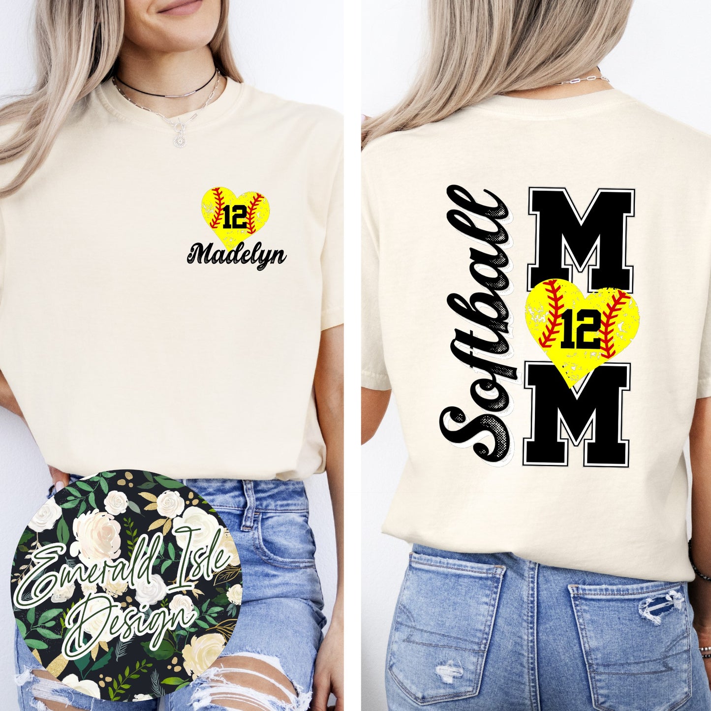 Custom Softball Mom with Name and Number Customization