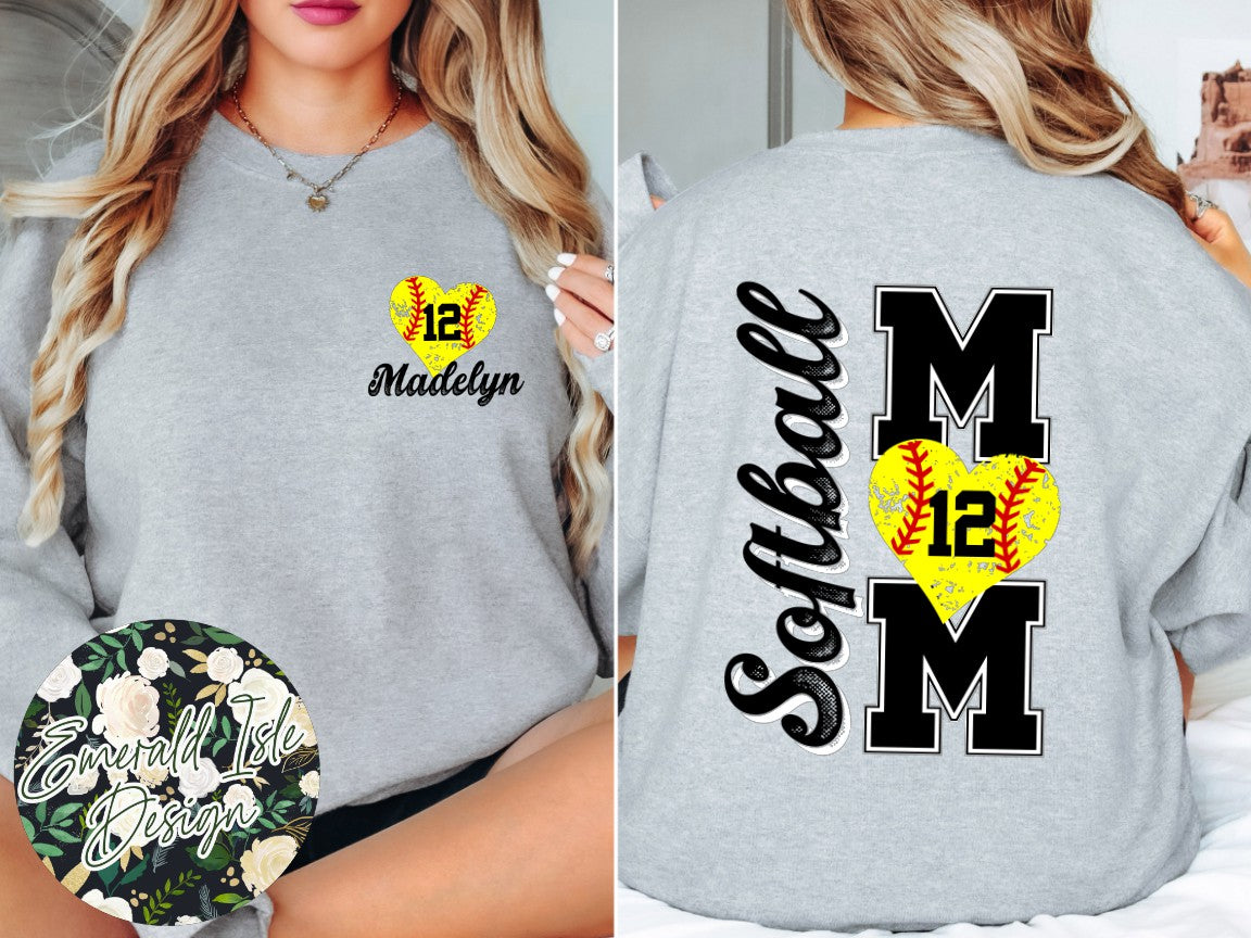 Custom Softball Mom with Name and Number Customization