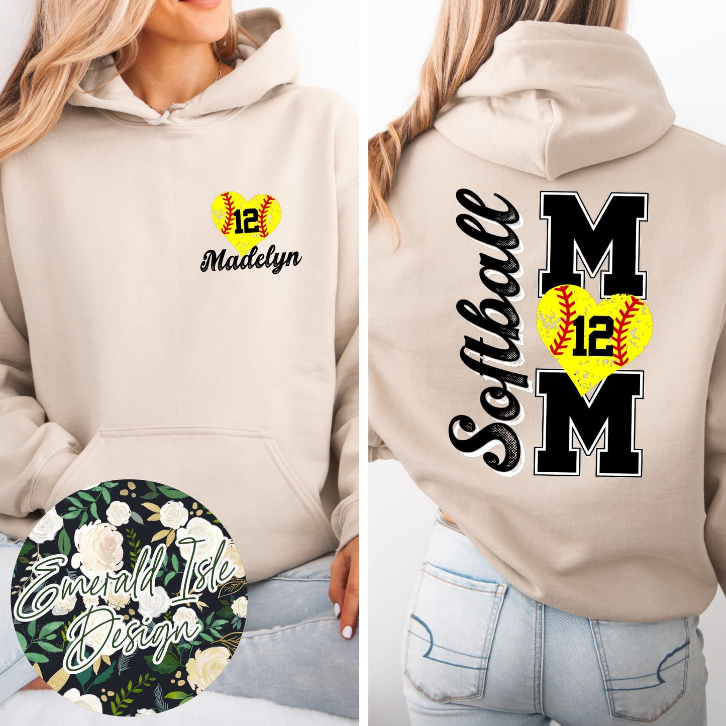 Custom Softball Mom with Name and Number Customization