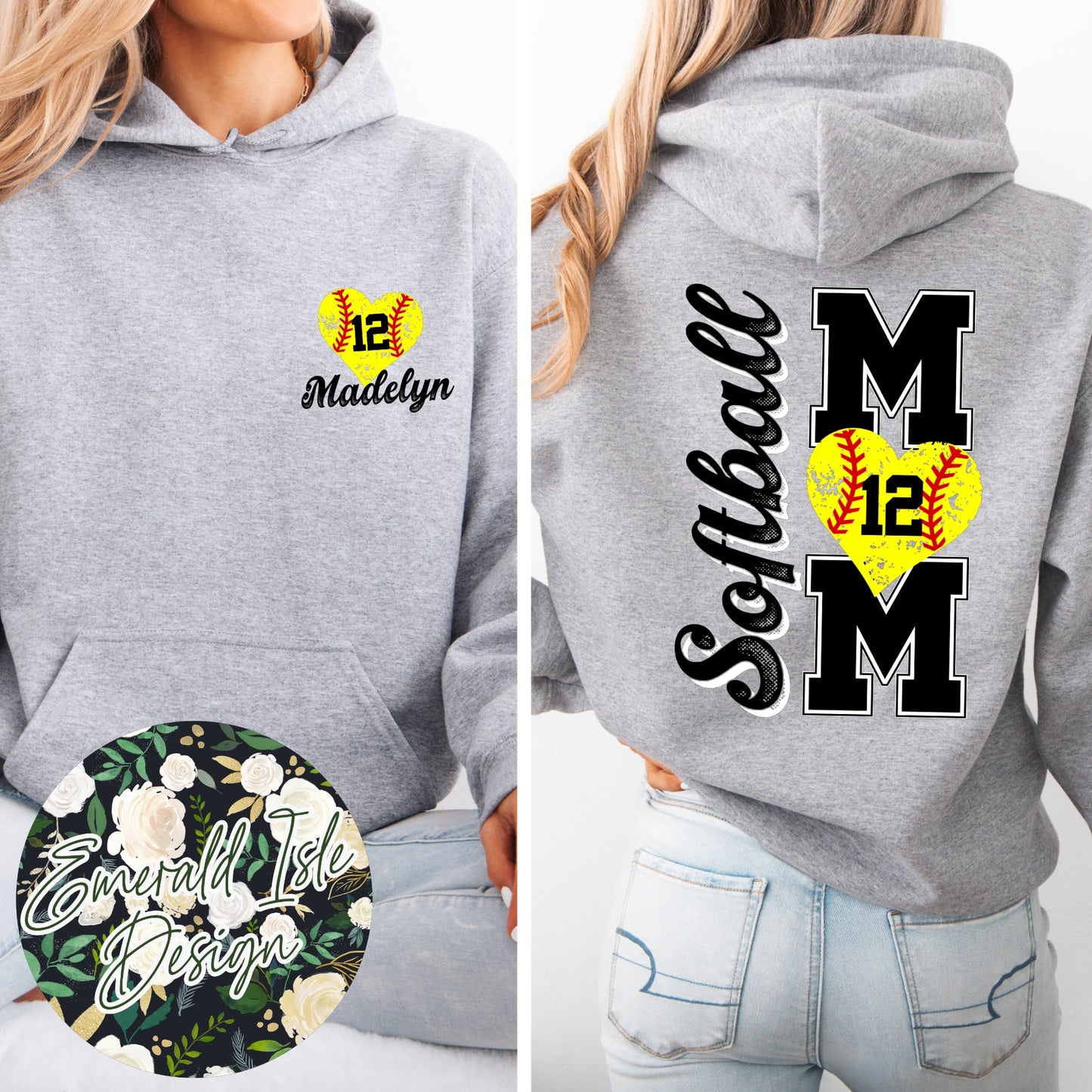 Custom Softball Mom with Name and Number Customization