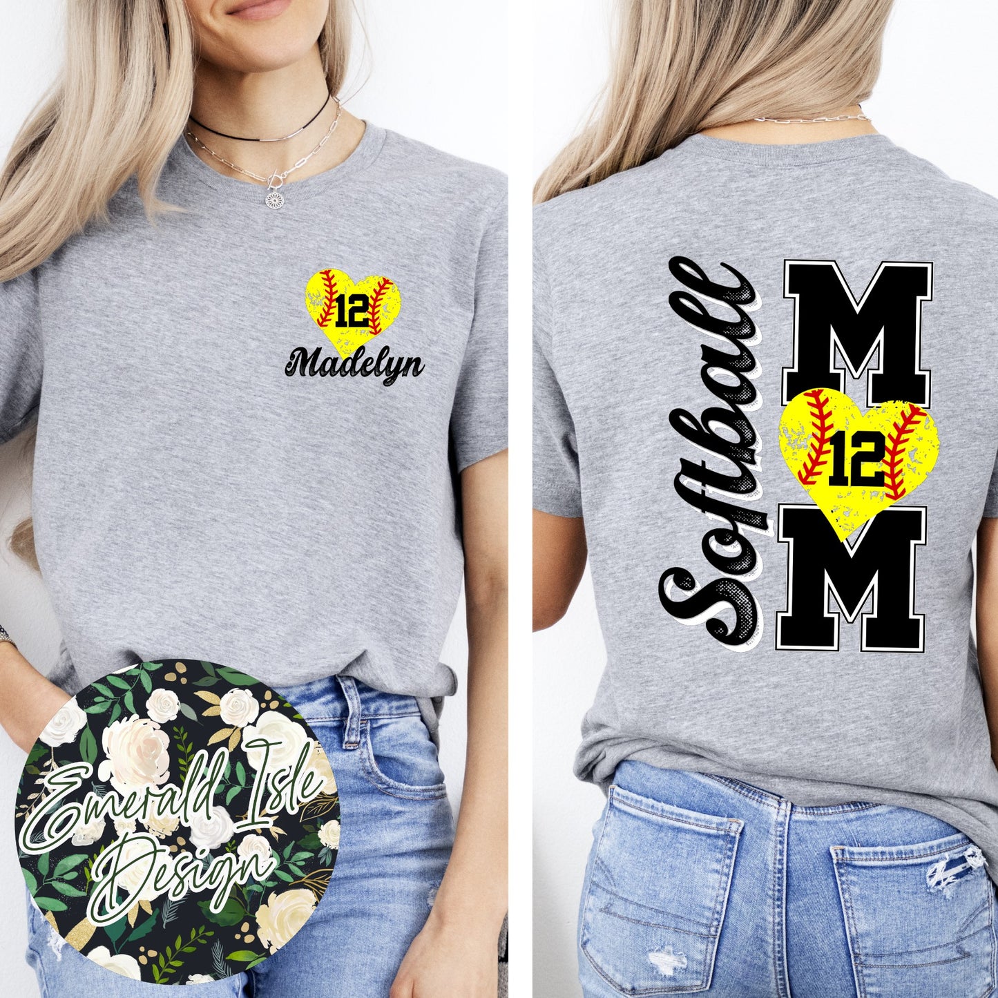 Custom Softball Mom with Name and Number Customization