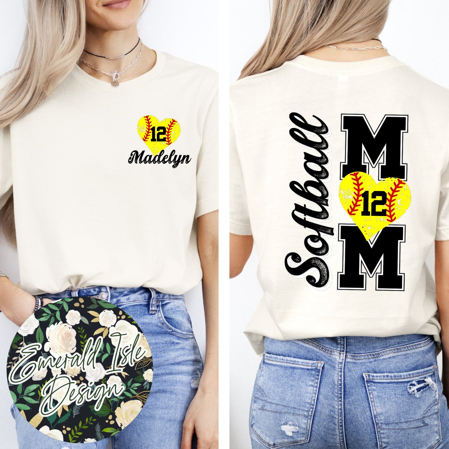 Custom Softball Mom with Name and Number Customization
