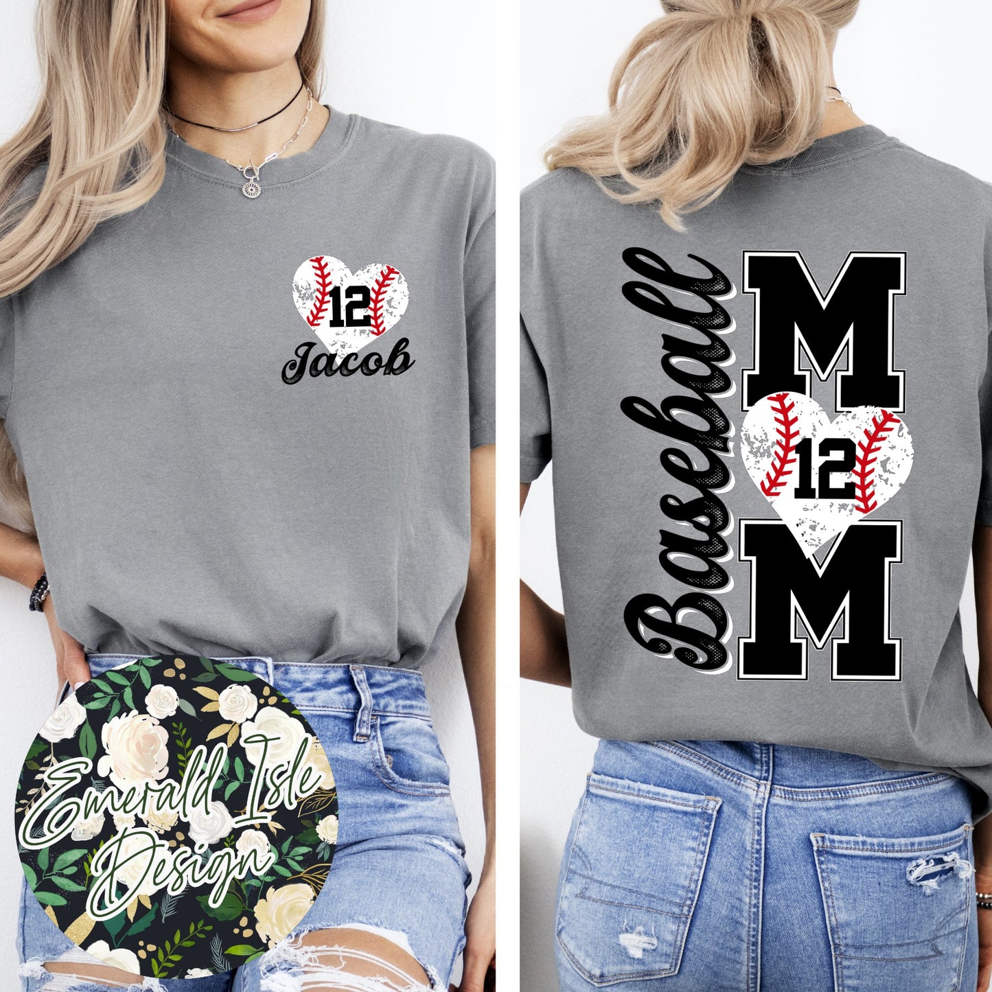 Custom Baseball Mom with Name and Number Customization