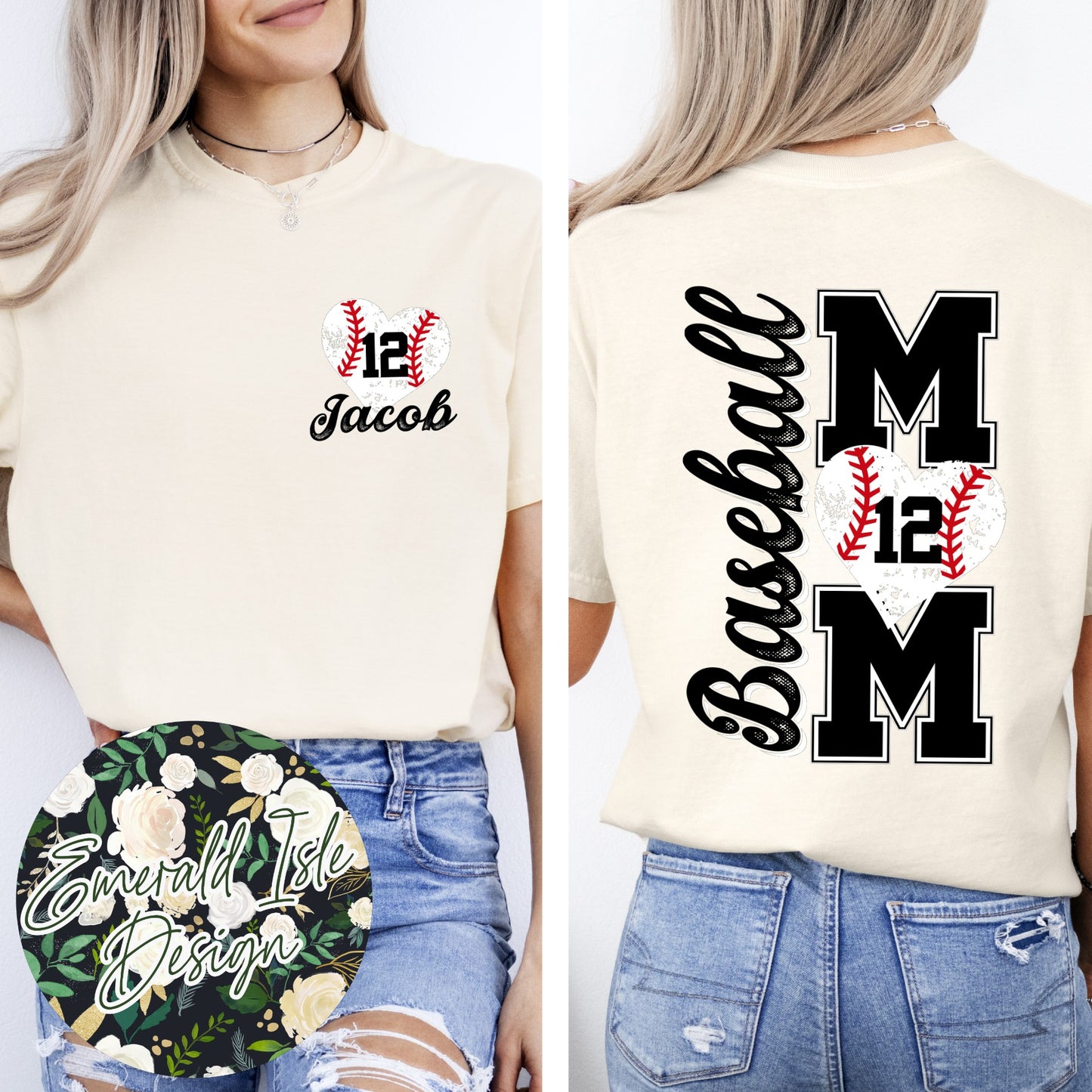 Custom Baseball Mom with Name and Number Customization