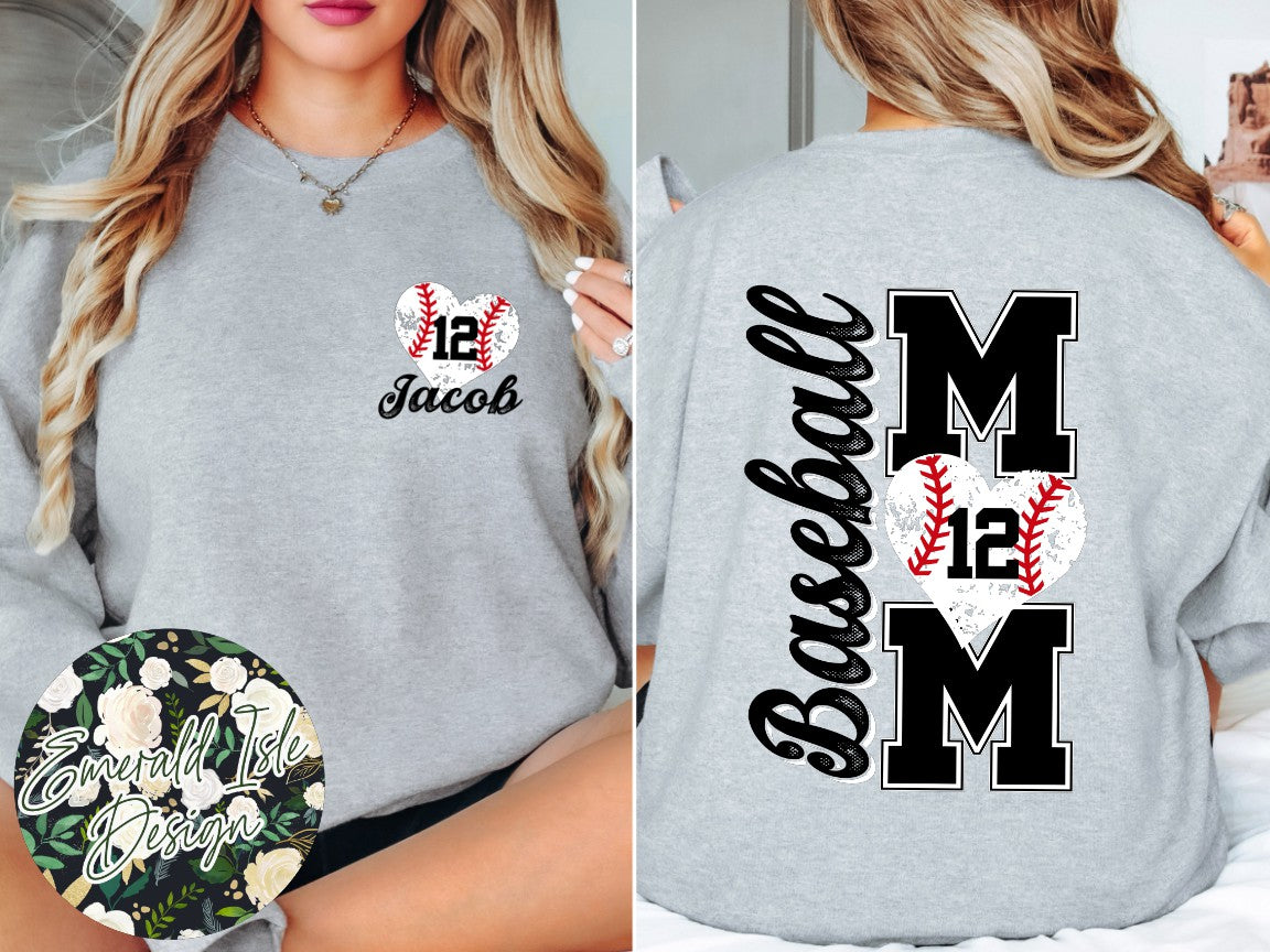 Custom Baseball Mom with Name and Number Customization