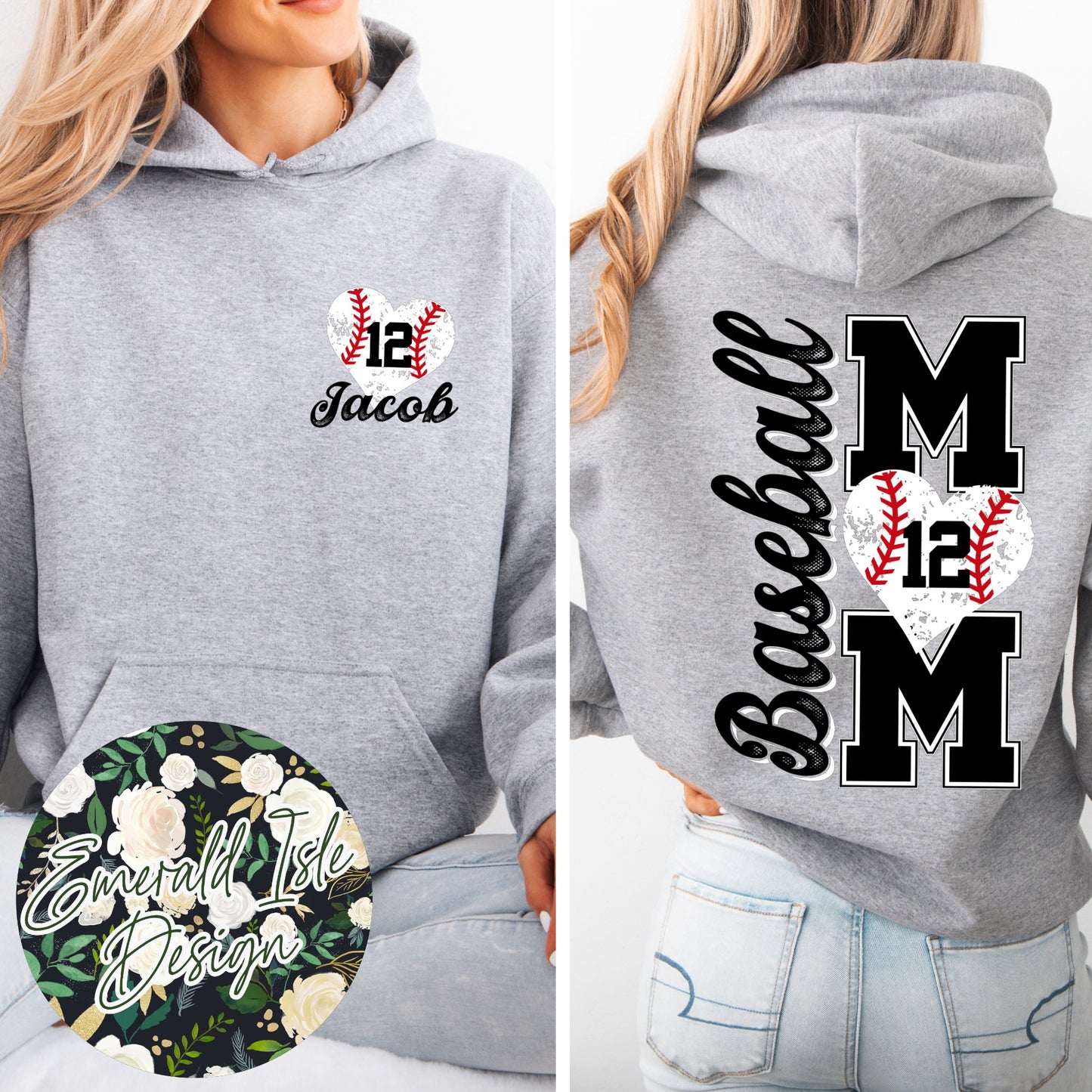 Custom Baseball Mom with Name and Number Customization