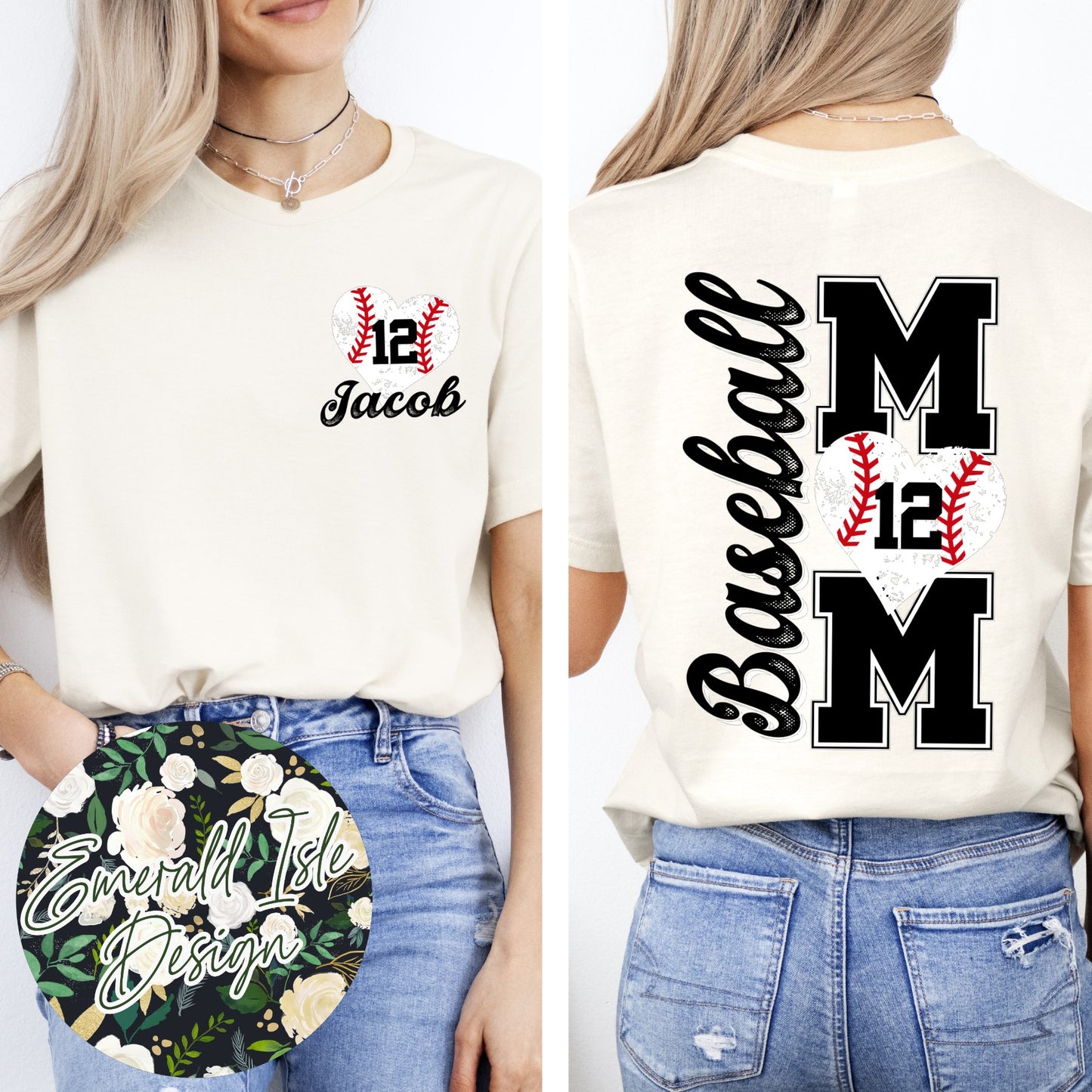 Custom Baseball Mom with Name and Number Customization