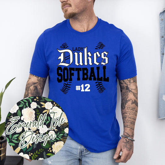 Lady Dukes Softball Custom Number Design