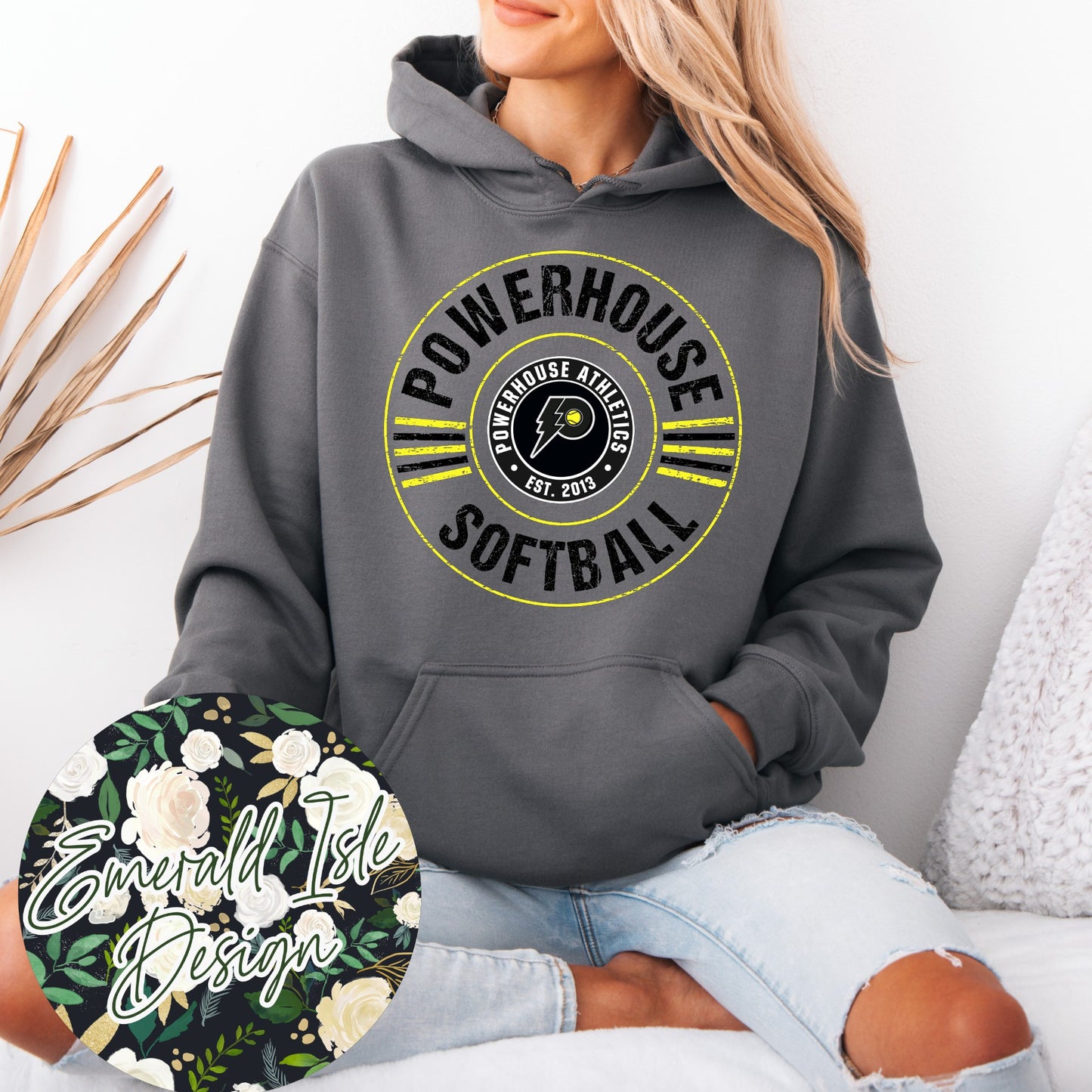Powerhouse Softball Distressed Circle Design