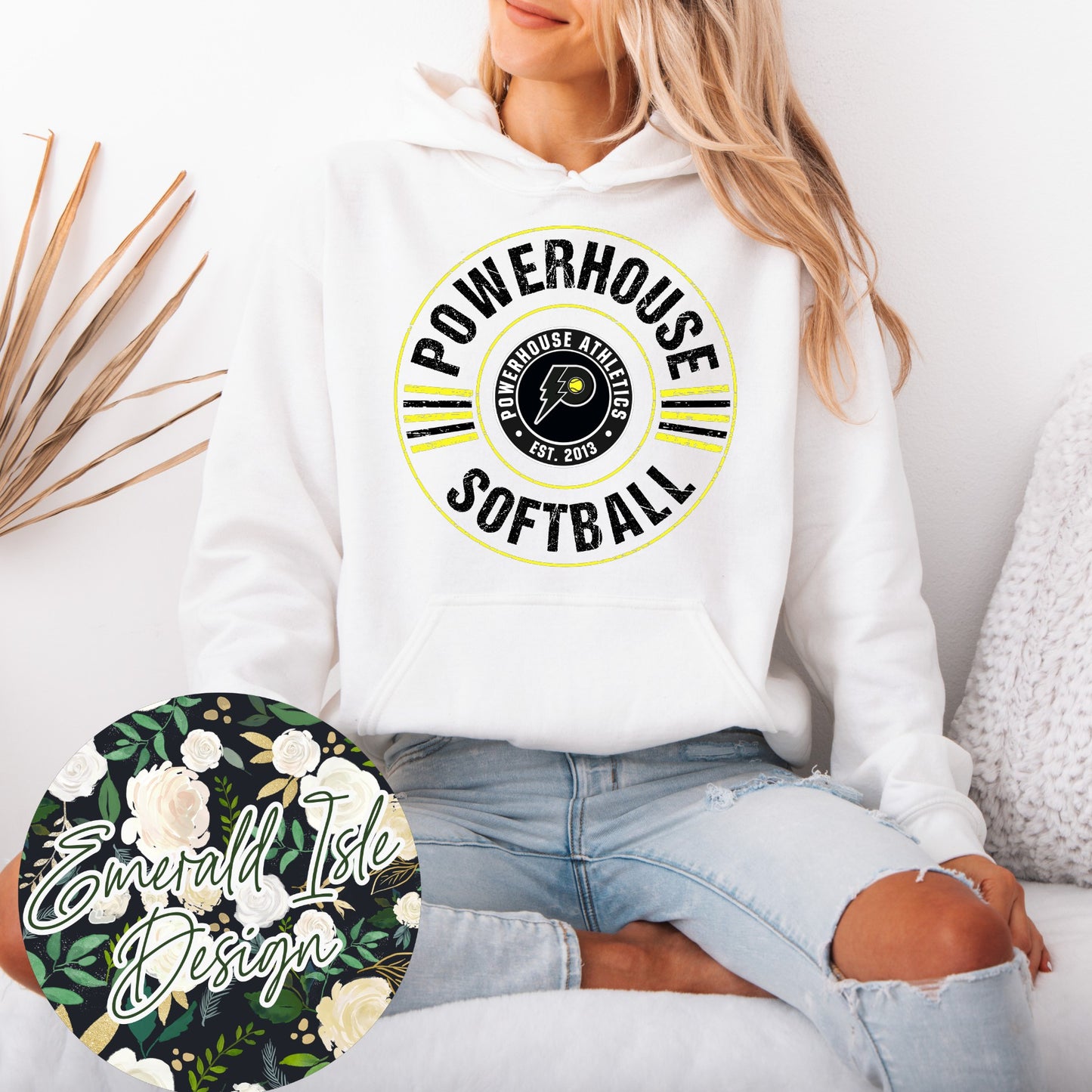 Powerhouse Softball Distressed Circle Design