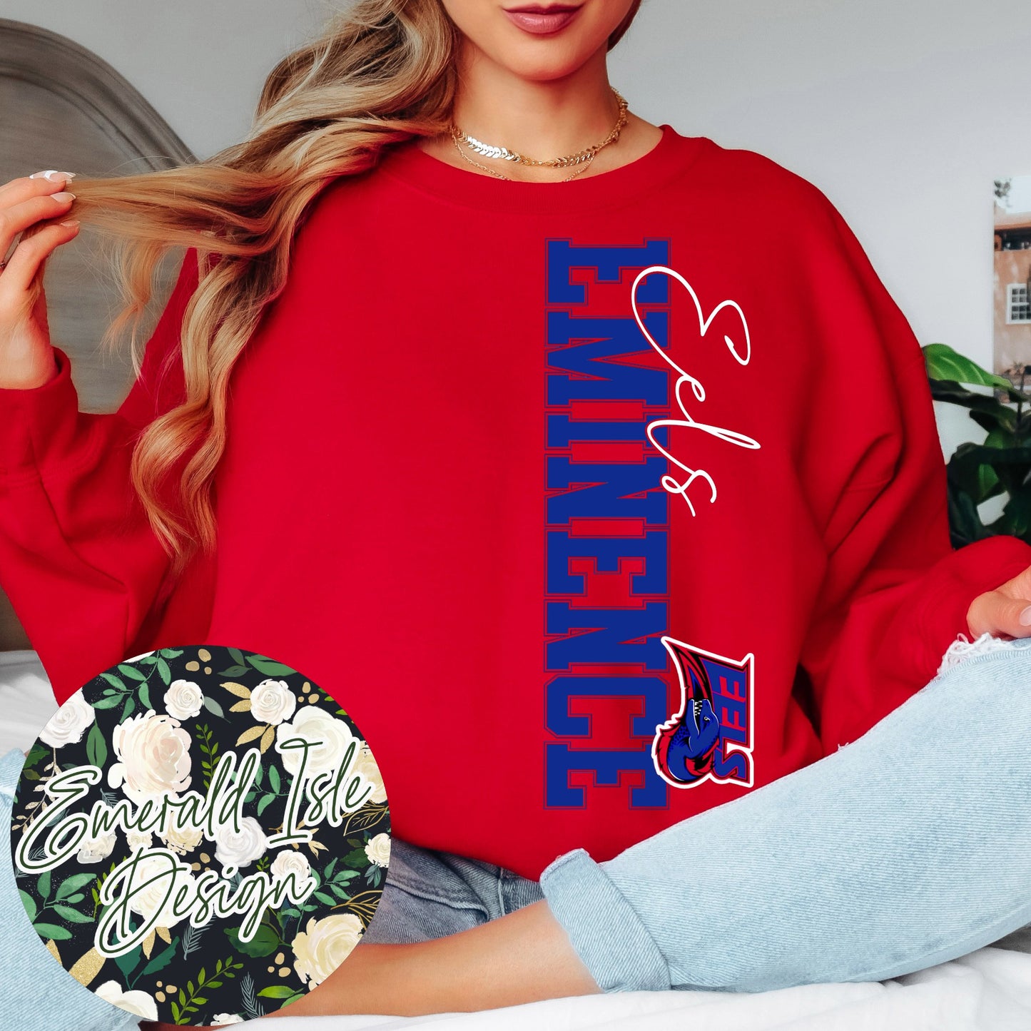 Eminence OVERSIZED Vertical Varsity Design Crewneck Sweatshirt