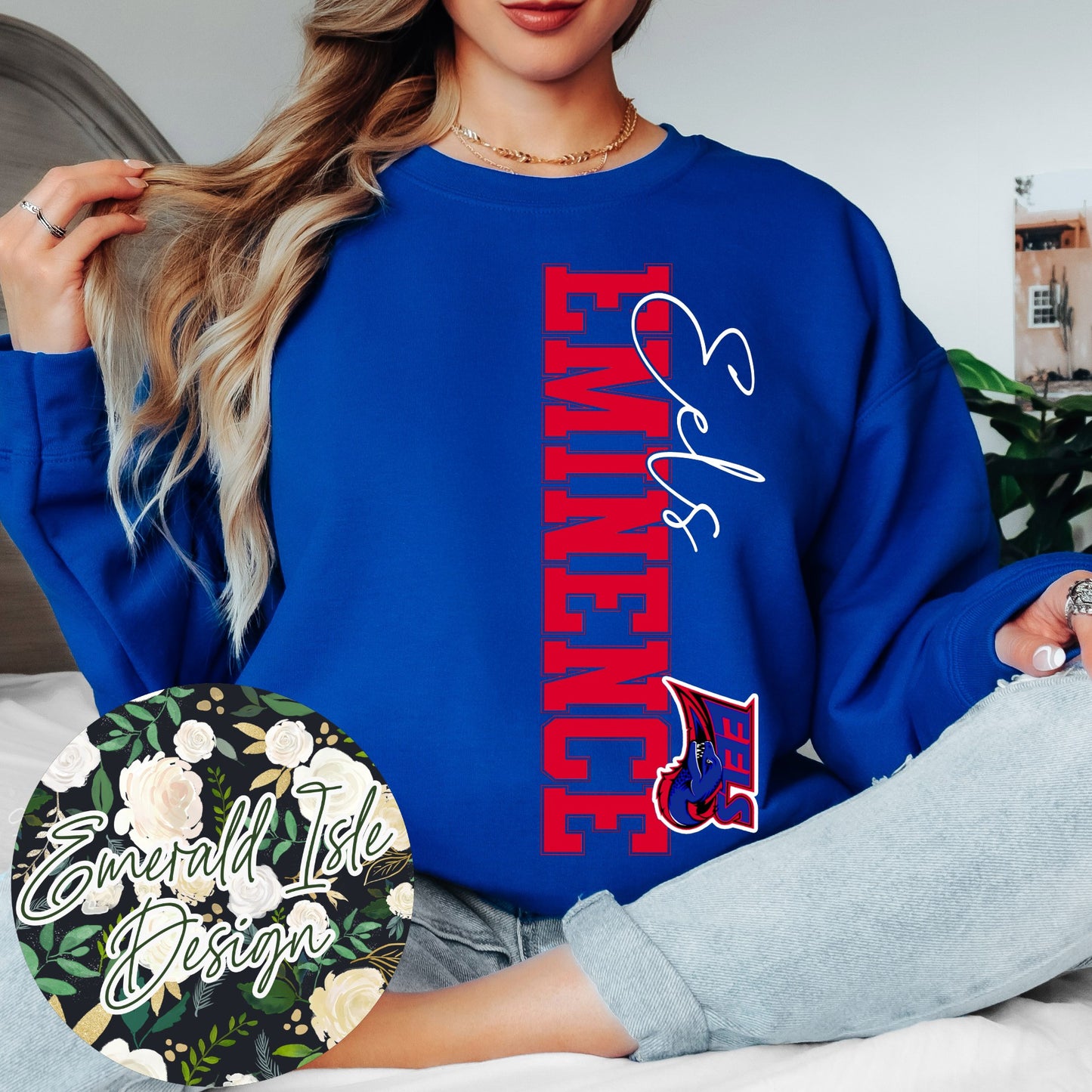 Eminence OVERSIZED Vertical Varsity Design Crewneck Sweatshirt