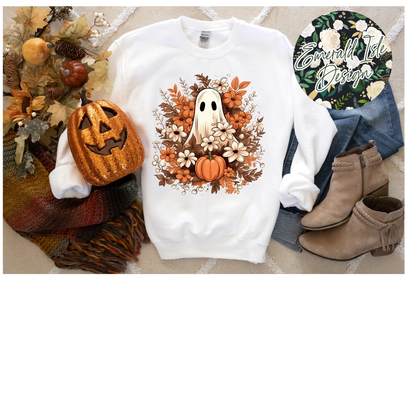 Fall Floral Ghost Design