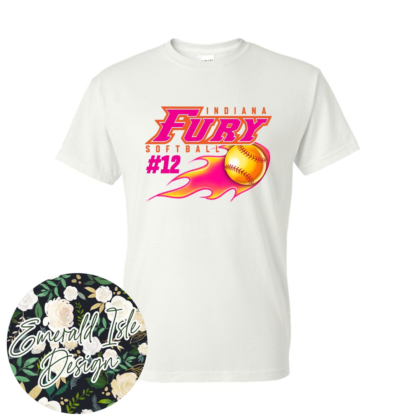 **Custom Number** Fire Softball Indiana Fury Design on Gildan Unisex Apparel