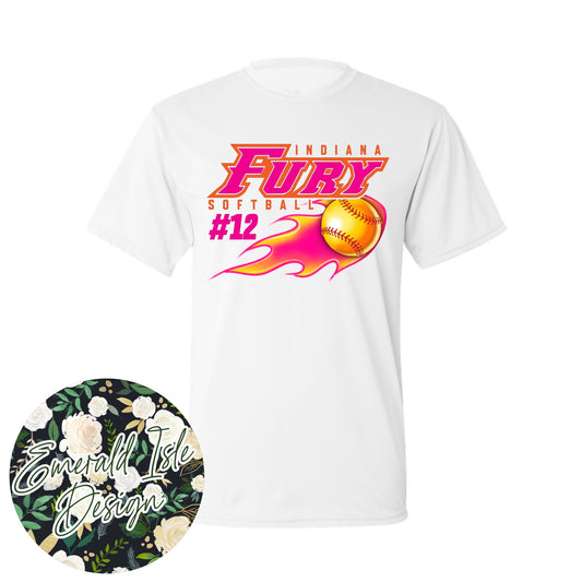 **Custom Number** Fire Softball Indiana Fury Design on Augusta Performance Sportswear