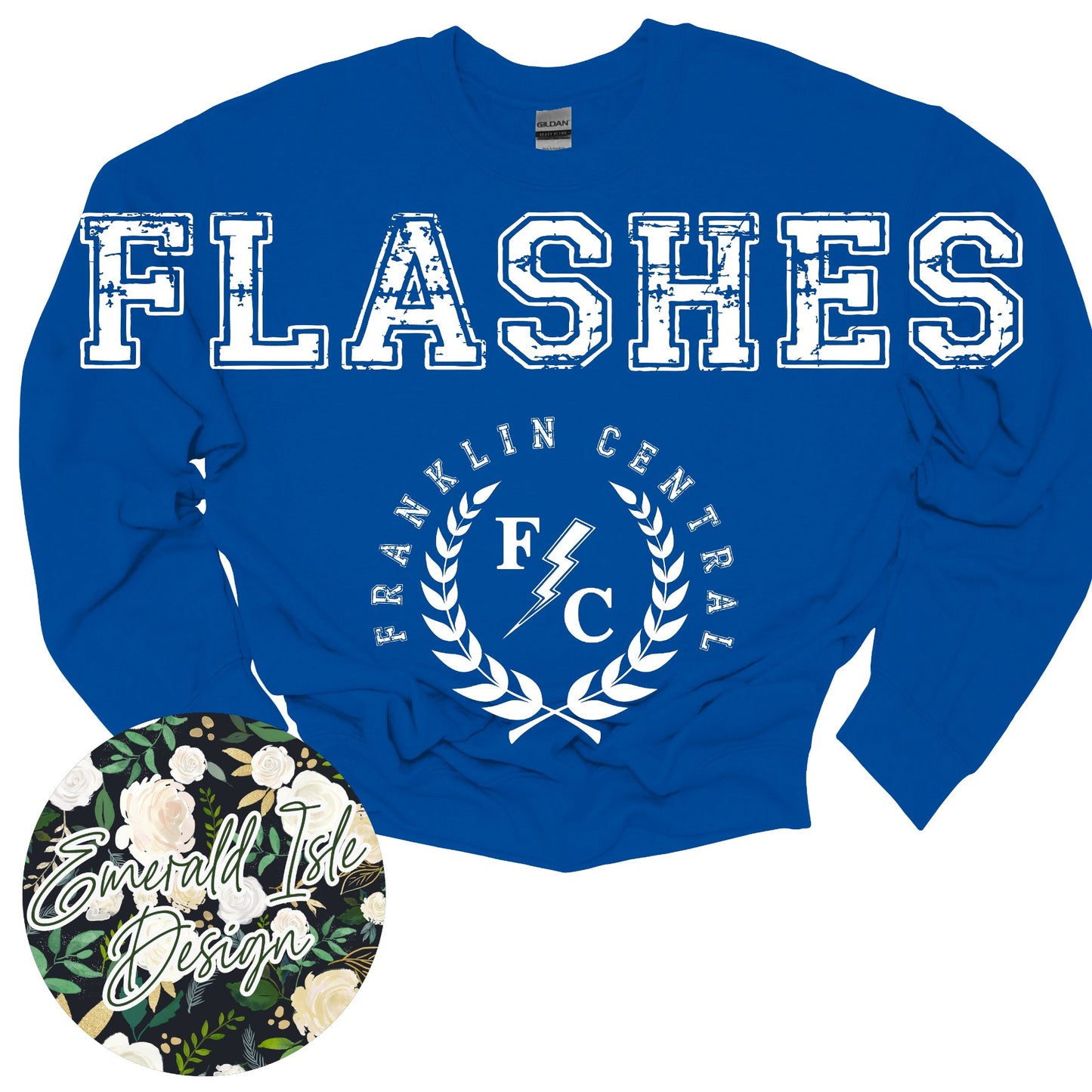 Franklin Central Flashes Oversized Horizontal Design on Crewneck Sweatshirt