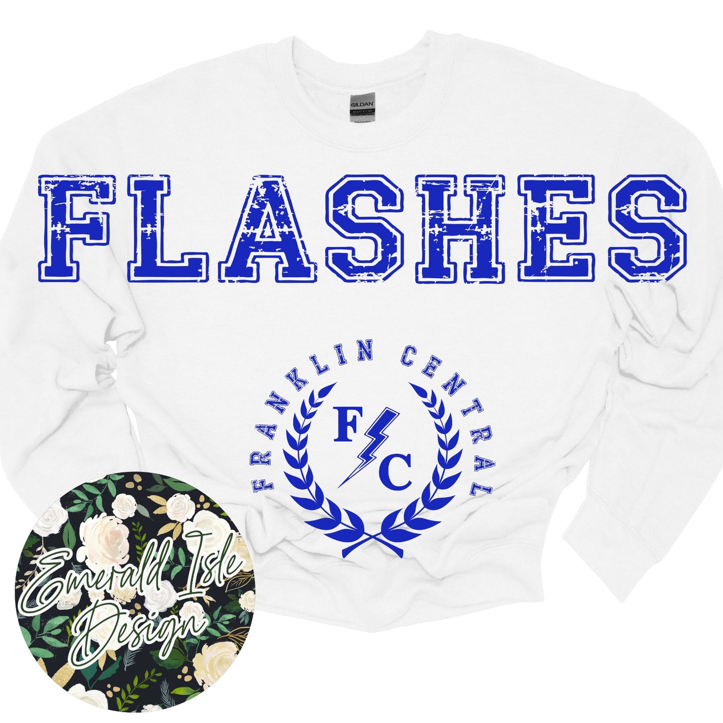 Franklin Central Flashes Oversized Horizontal Design on Crewneck Sweatshirt
