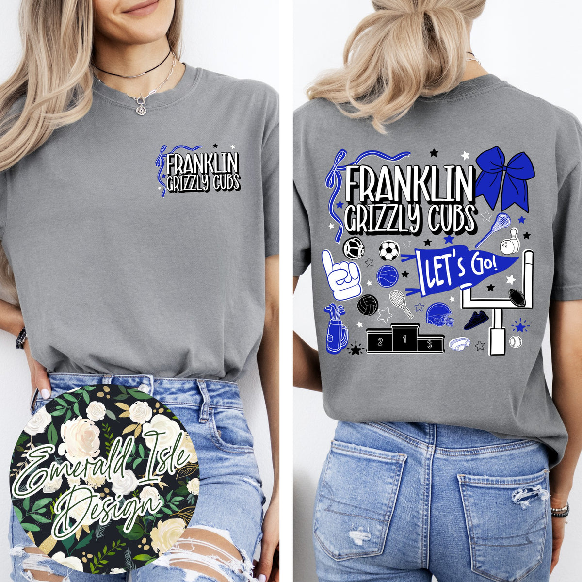 Franklin Grizzly Cubs Sports Doodles Design