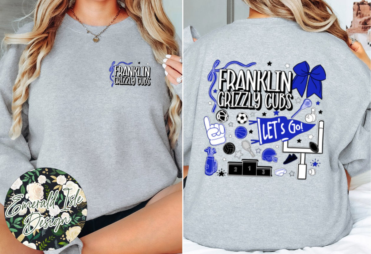 Franklin Grizzly Cubs Sports Doodles Design