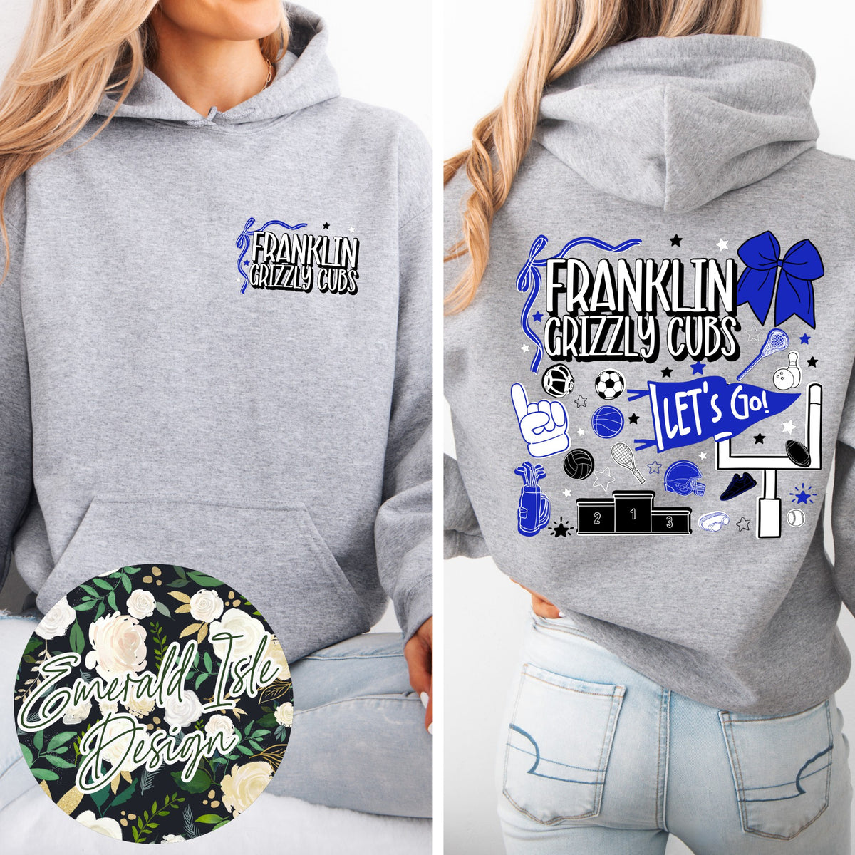 Franklin Grizzly Cubs Sports Doodles Design