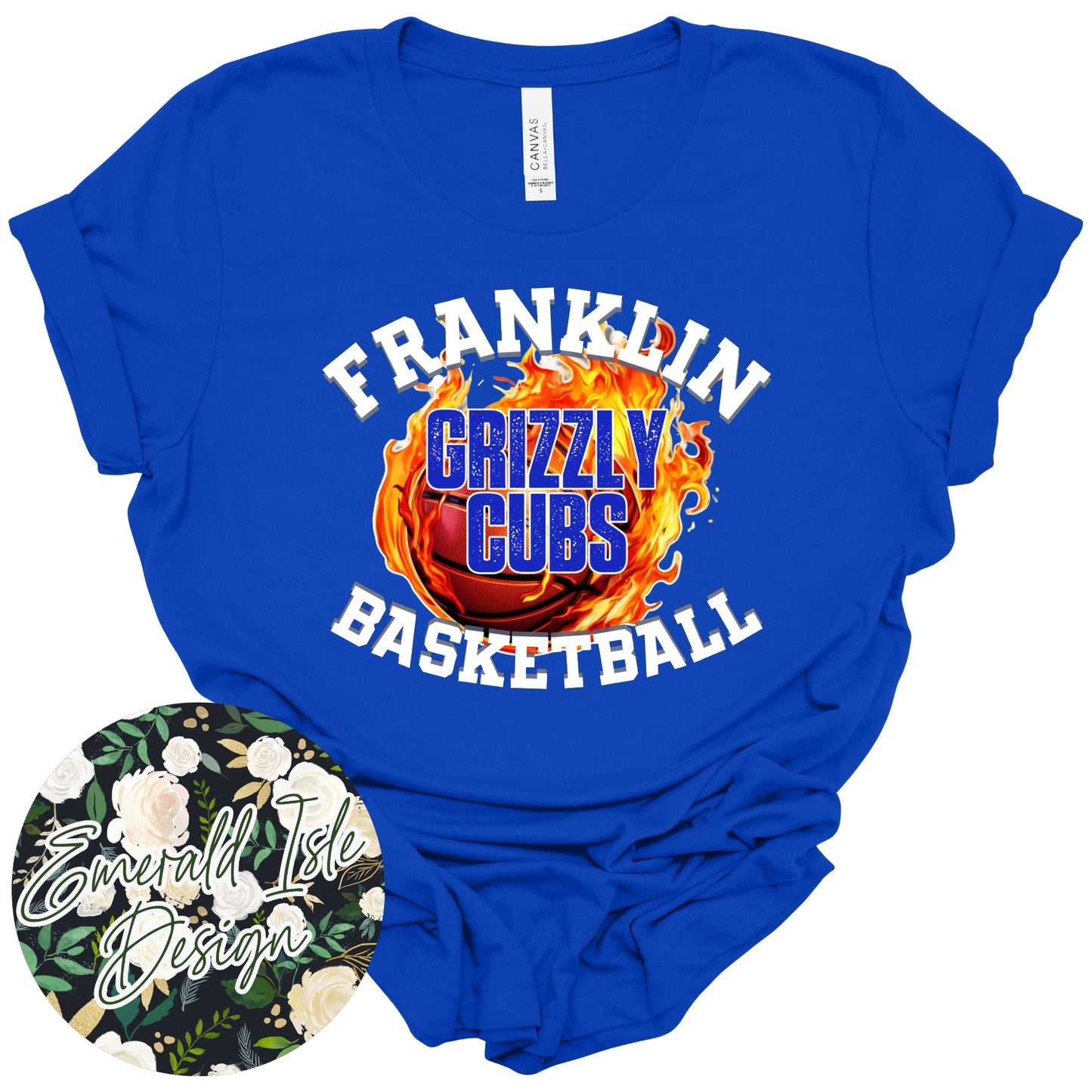 Franklin Grizzly Cubs Fire Basketball Design