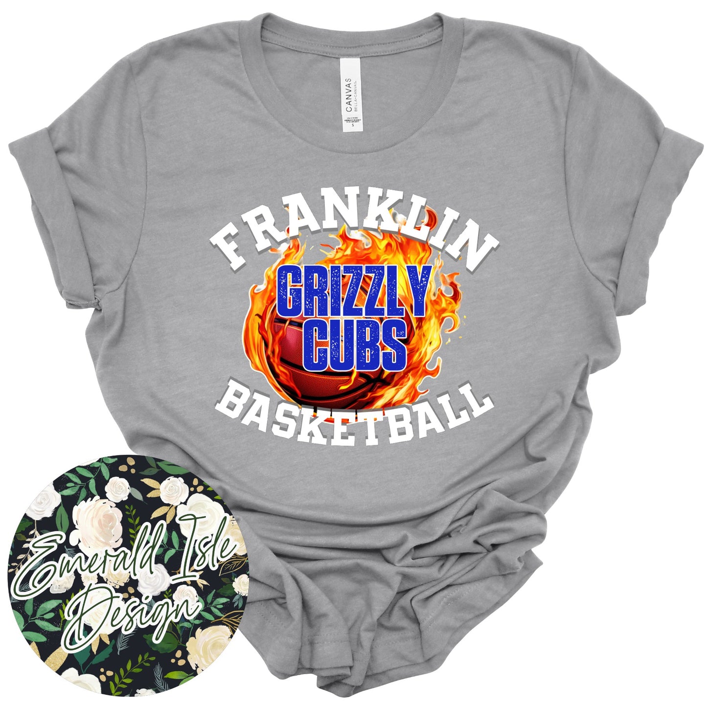 Franklin Grizzly Cubs Fire Basketball Design