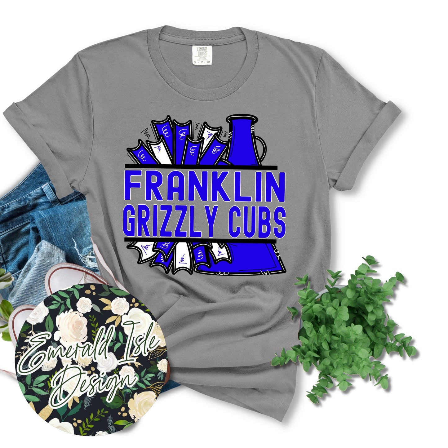 Franklin Grizzly Cubs Pom & Megaphone Design