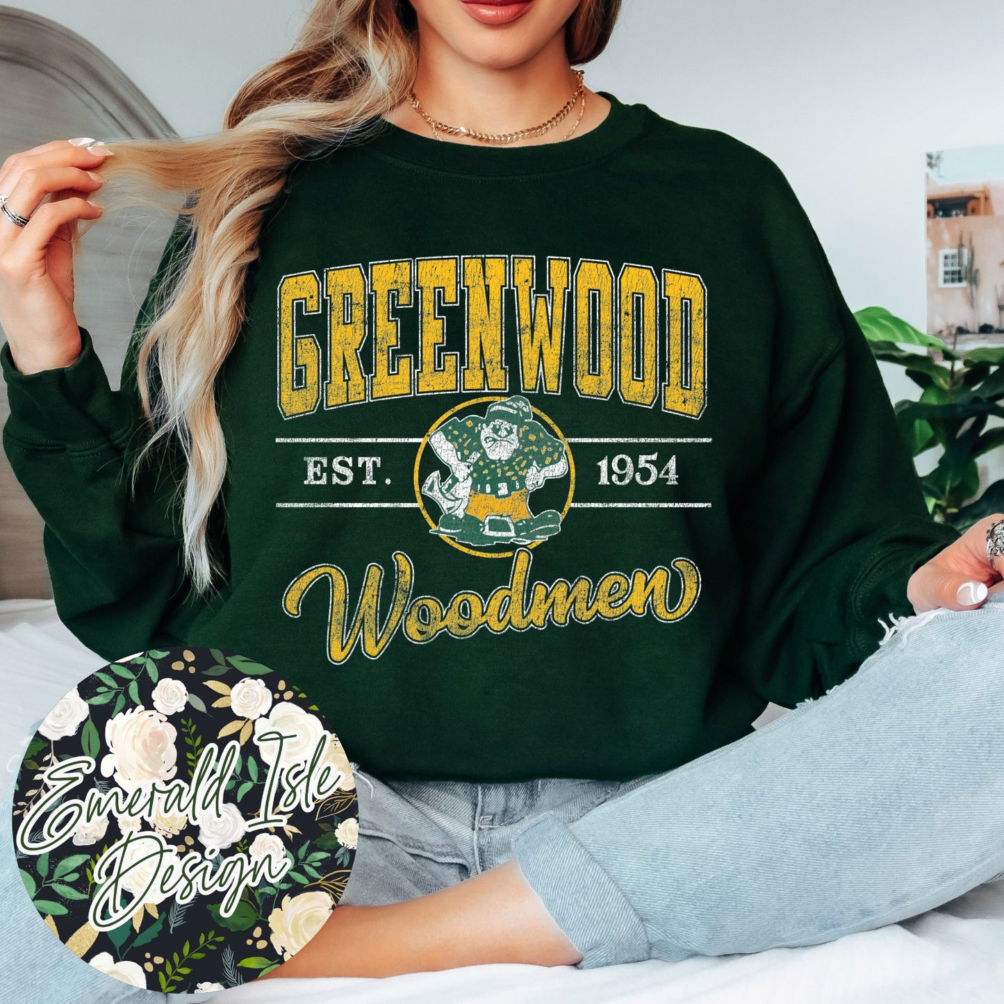 Greenwood Woodmen Vintage Varsity Design