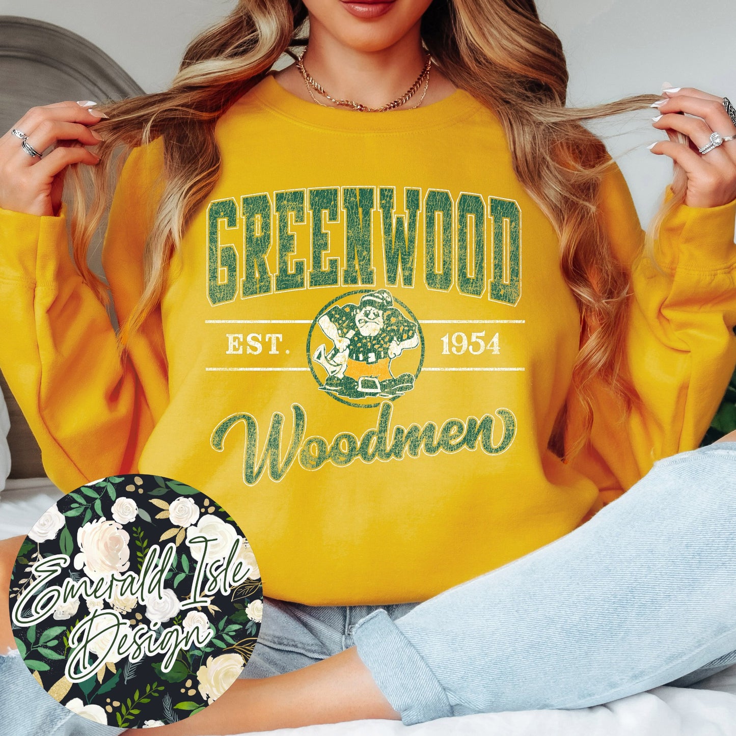 Greenwood Woodmen Vintage Varsity Design