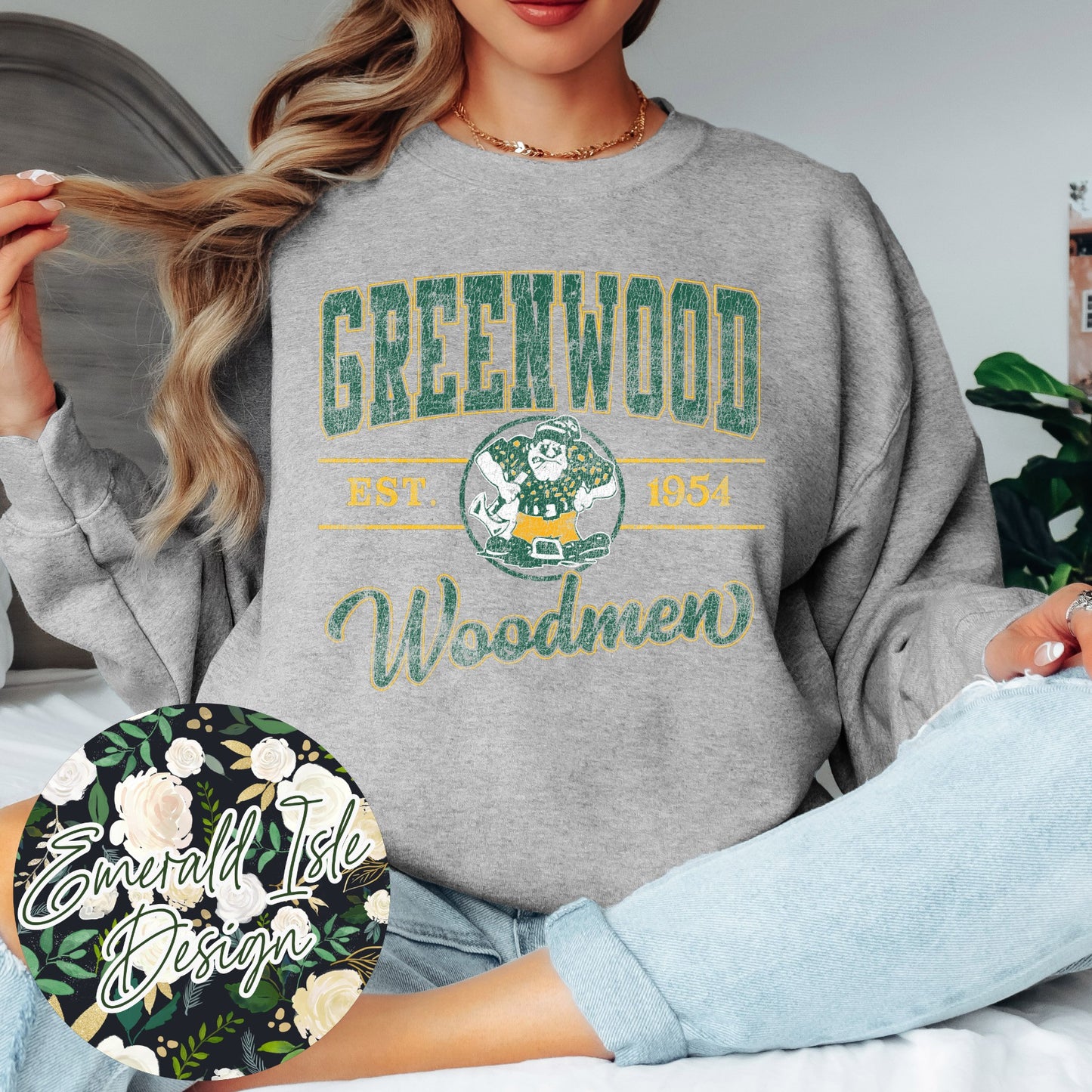Greenwood Woodmen Vintage Varsity Design