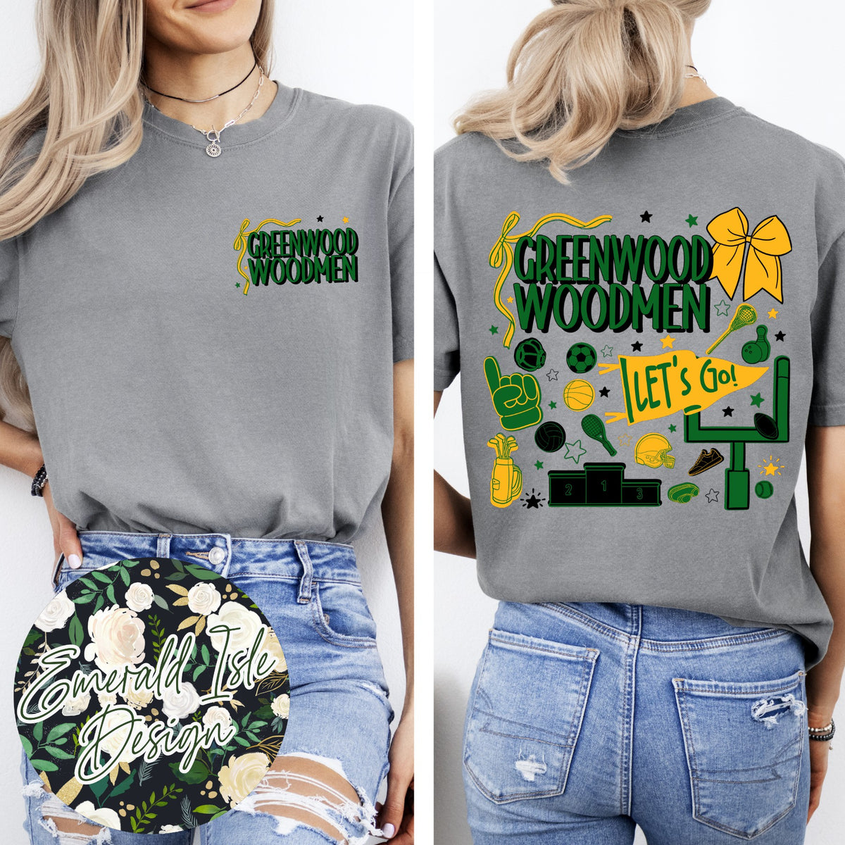 Greenwood Woodmen Sports Doodles Design