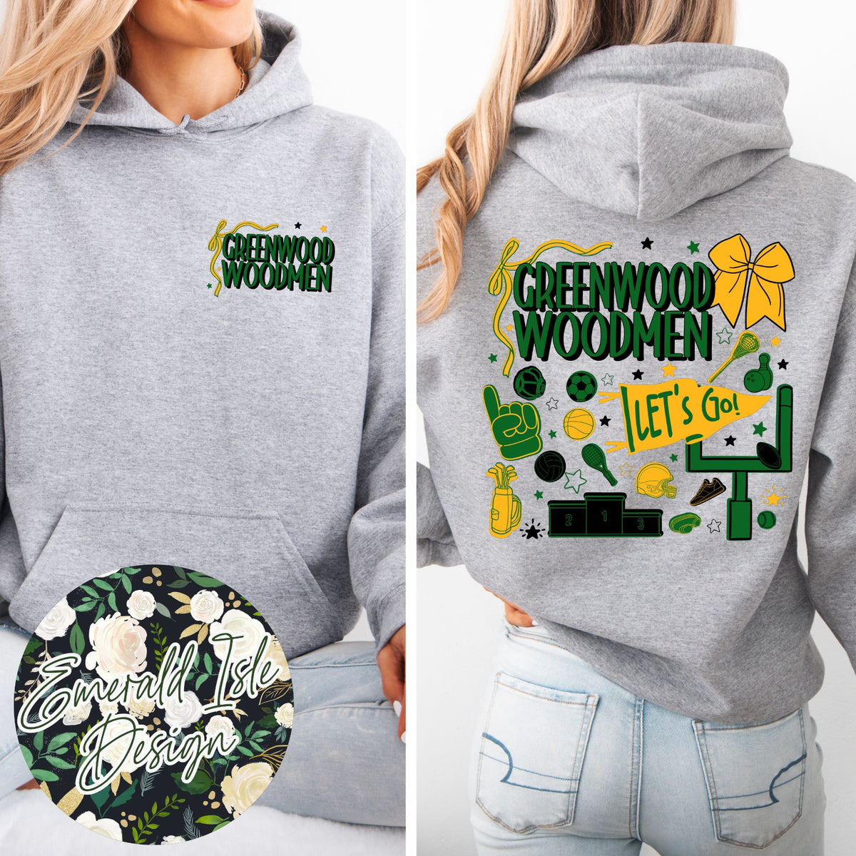 Greenwood Woodmen Sports Doodles Design