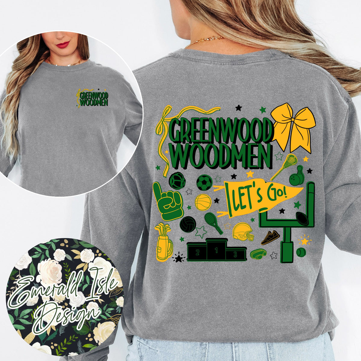 Greenwood Woodmen Sports Doodles Design