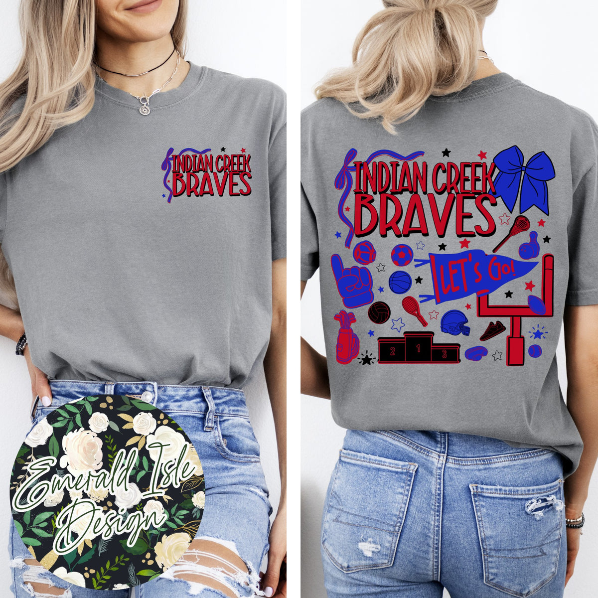 Indian Creek Braves Sports Doodles Design
