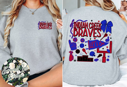 Indian Creek Braves Sports Doodles Design
