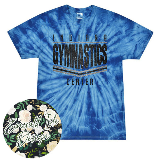 Indiana Gymnastics Center Glitter Stripes Design on Tie Dye