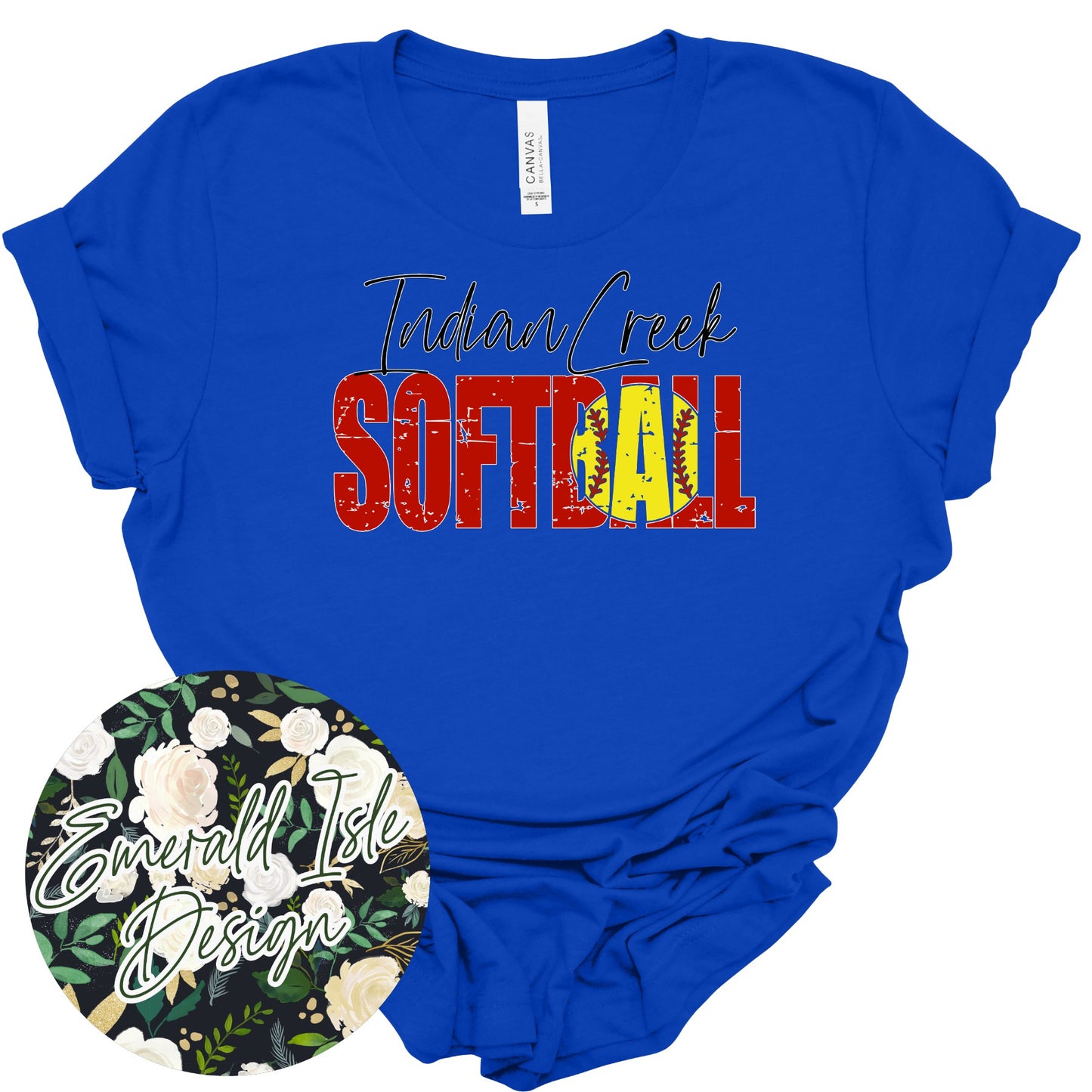 Indian Creek Distressed Softball Design