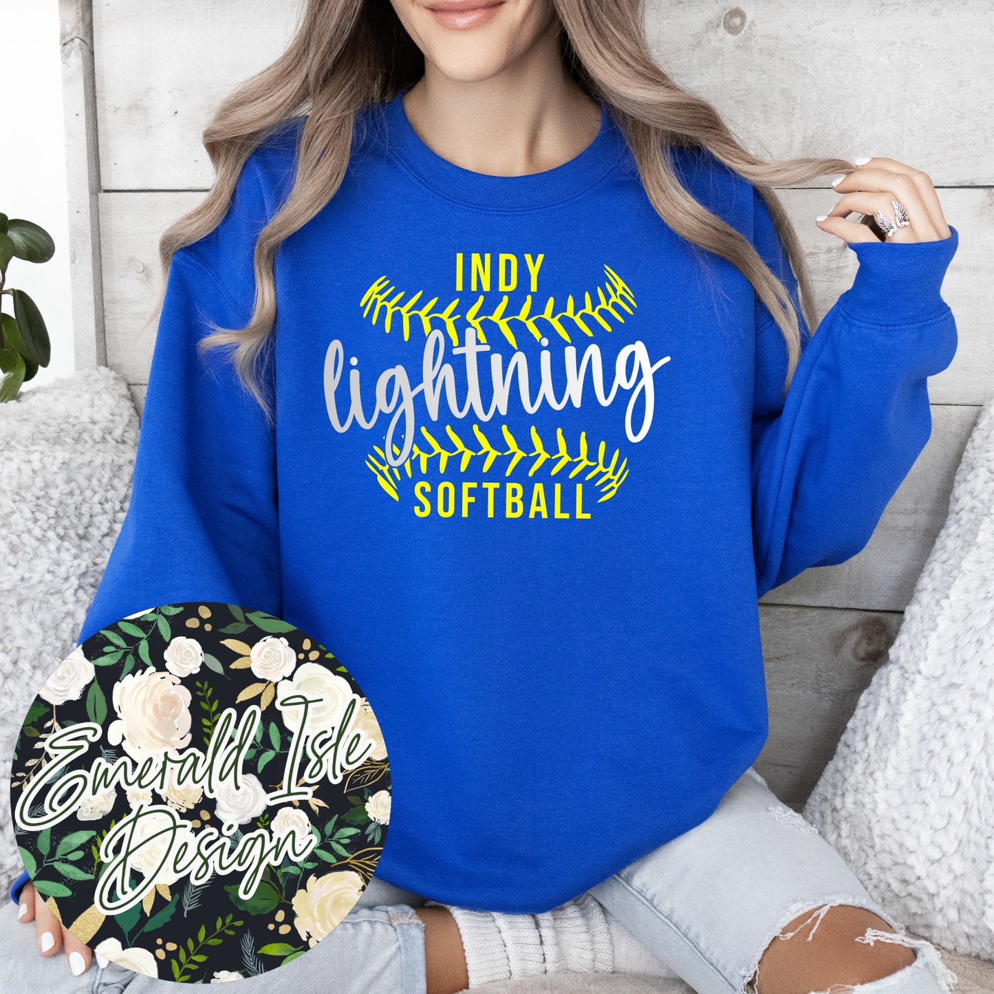 Indy Lightning Softball Metallic Puff Design