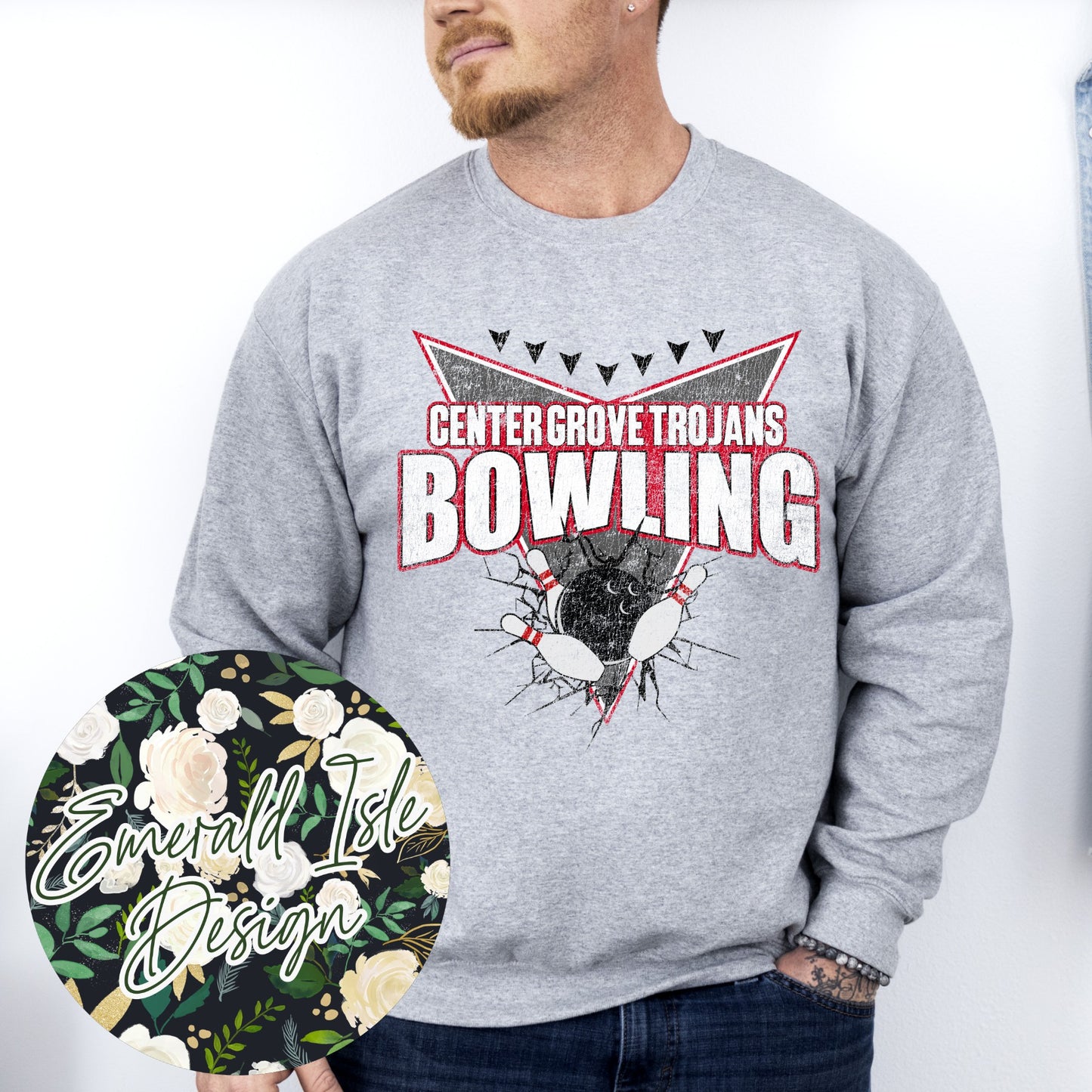 Center Grove Bowling Distressed Lane Arrows Design