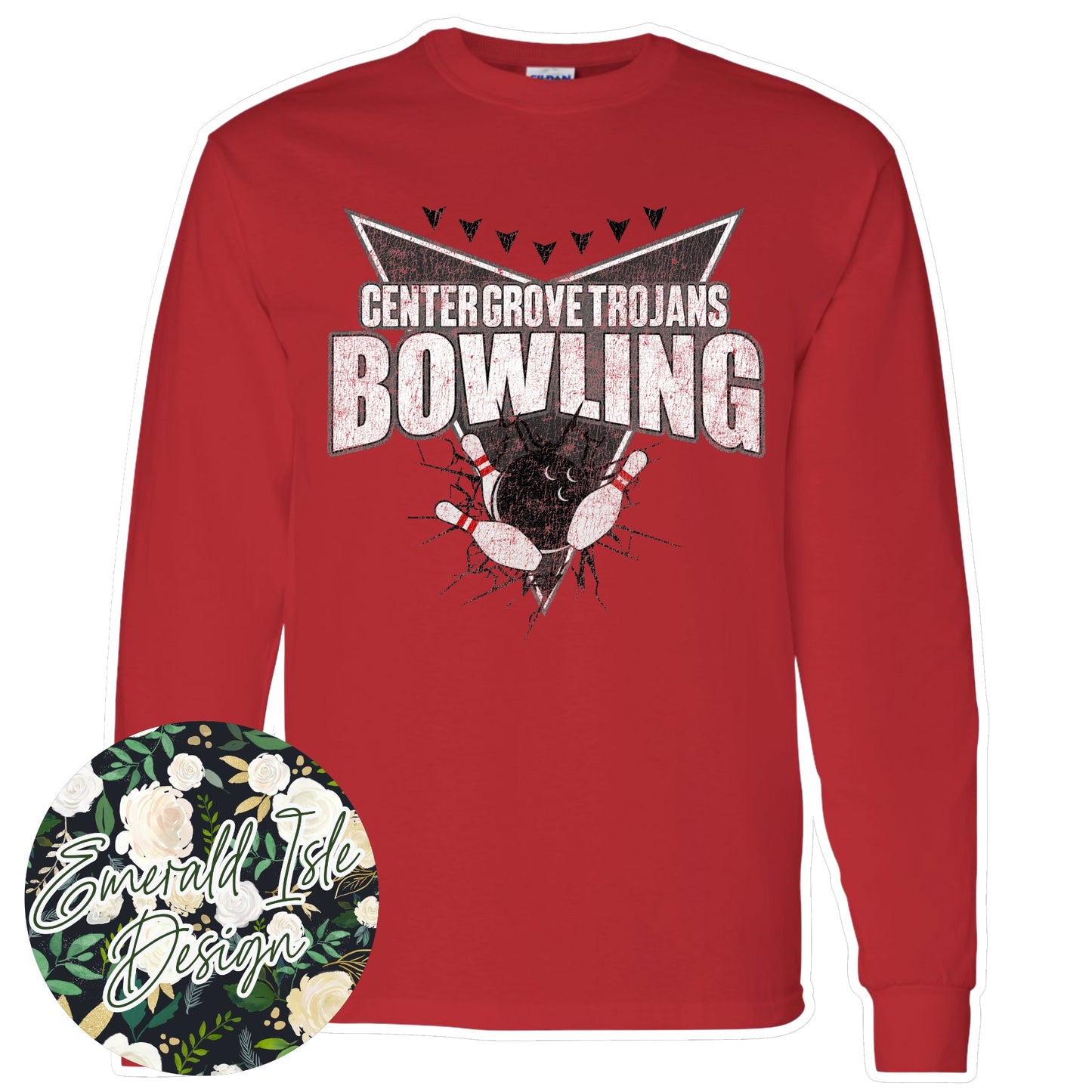 Center Grove Bowling Distressed Lane Arrows Design