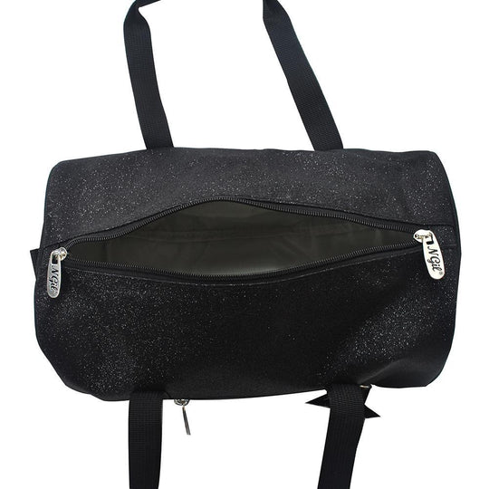 13" Mini Black Glitter Duffle Bag