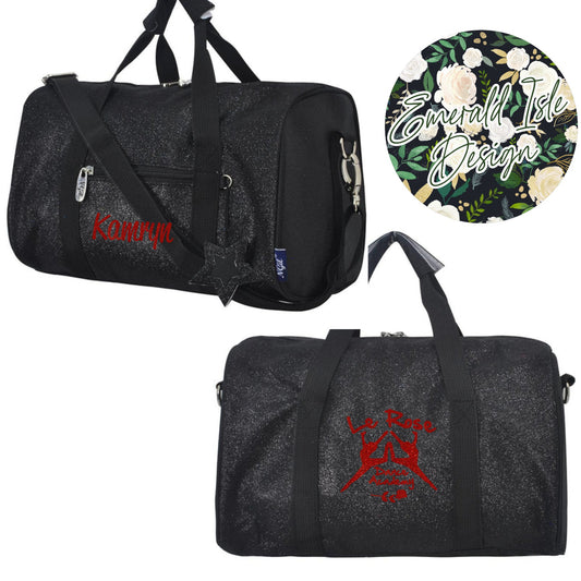 13" Mini Black Glitter Duffle Bag