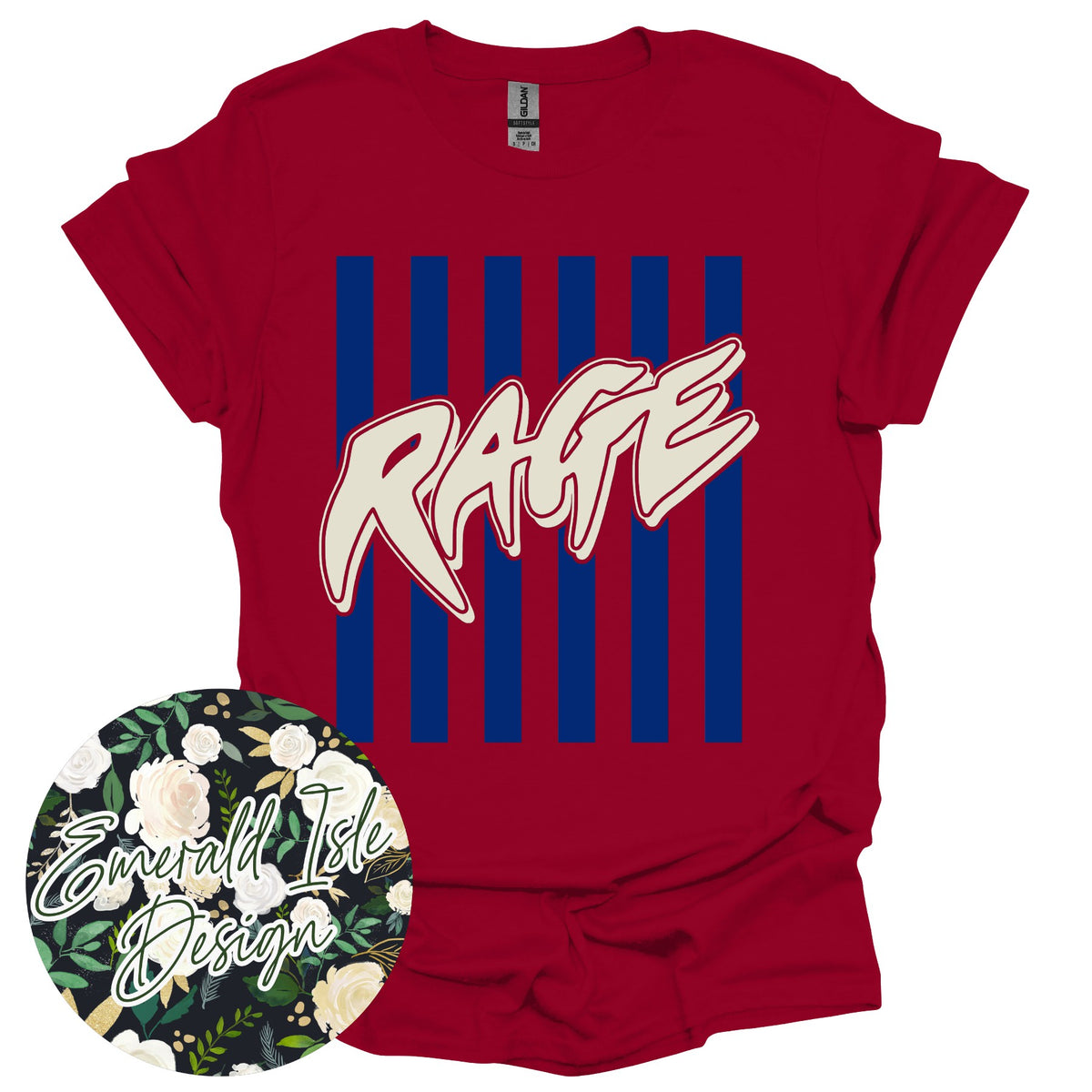 Muted Rage Softball Stripes Design