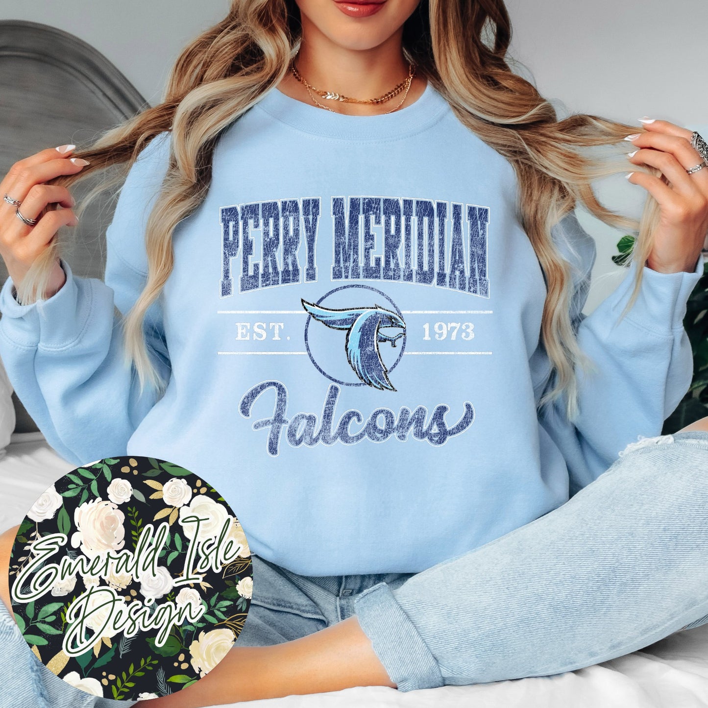 Perry Meridian Falcons Vintage Varsity Design