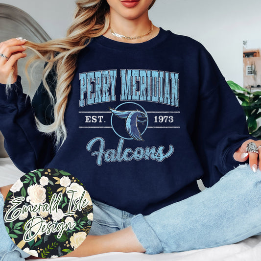 Perry Meridian Falcons Vintage Varsity Design