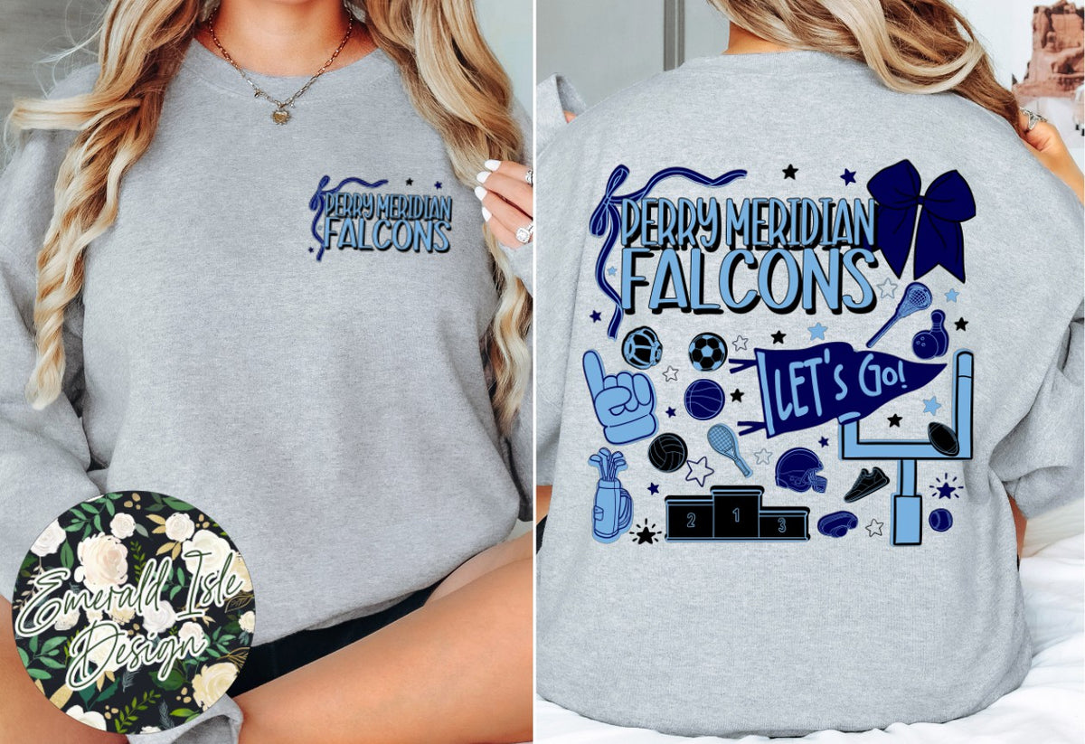 Perry Meridian Falcons Sports Doodles Design